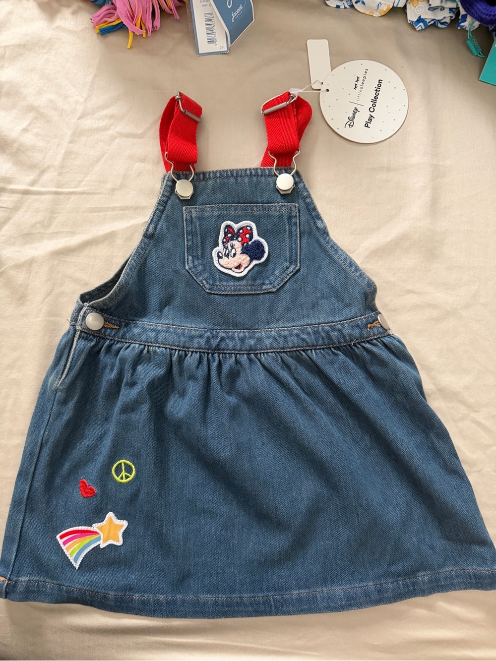 NWT Little Sleepies play - Disney Minnie Denim skirt overall -18-24M